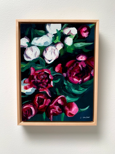 "Dark Blooms" 9" by 12" framed oil painting