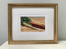 Load image into Gallery viewer, &quot;Rainbow Carrots&quot;  Framed 4&quot; x 6&quot; Acrylic on Paper
