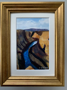 4" x 6" "Canyon River" frame Oil on Paper