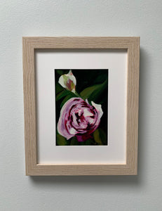 5" x 7" "Splashed Blooms" framed Oil on Paper