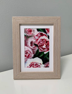 4" x 6" "Peony Party" framed Oil on Paper