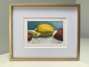 4" x 6" "Strawberry Lemonade" Framed Acrylic on paper