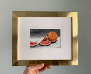 "Cora Cora Orange 1"  Framed 4" x 6" Acrylic on Paper.