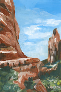 "Red Rocks 3" 4". 6" Framed Acrylic on paper