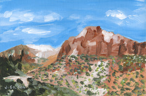 "Red Rocks 1" 4" x 6" framed acrylic on paper